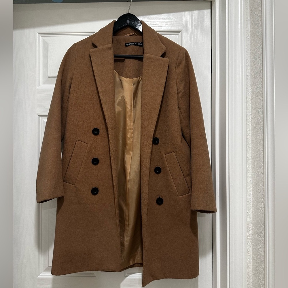 Boohoo Brown Pea Coat